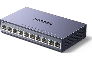 UGREEN 10-portars Gigabit PoE LAN-switch med 8 PoE-switchar + 2 Gigabit Uplink-portar, 60 W total uteffekt för alla PoE-porta