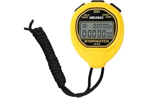 MOSTRUST Digital Waterproof Stopwatch, 30Laps Split Memory Stopwatch, No Bells, No Clock, Simple Basic Operation, Silent, ON/Off, Large Display for Swimming Running Training Coaches Referees (Yellow)