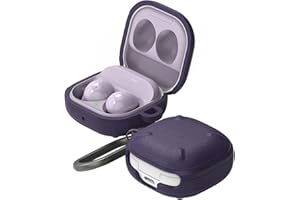 Ringke Onyx Case Compatible with Samsung Galaxy Buds FE/Buds 2 Pro/Buds 2 / Buds Pro/Buds Live, Tough Rugged Shockproof Premium TPU Non-Slip Grip Cover with Carabiner - Purple