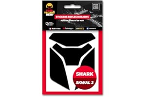 Yellow Bear© Easy Replica Shark D-Skwal 2™, Kit 4 Stickers réfléchissants REPOSITIONNABLES, pour Casque Moto, 3M™ Technology (Noir)