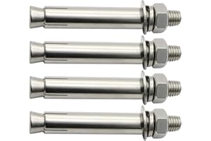 KINDOYO 4 Stück Expansion Schraube Bolzen M8 - Edelstahl Externe Sechskantmutter Expansionshülse Ankerschraube Schwerlast Befestigungsanker, M8*90/4 Stück