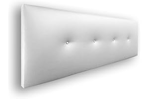 Silcar Home - Cabecero Silvi Tapizado, Estructura Madera, Hilera Botones Estilo Moderno - Fácil Instalación, Acolchado Confort - 145 cm, Polipiel Blanco