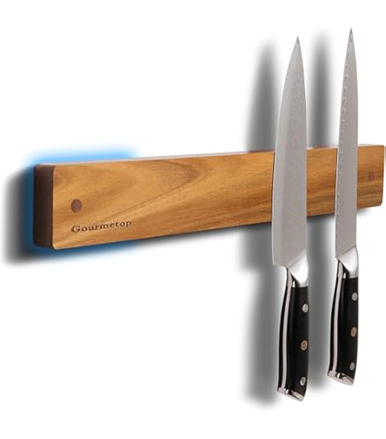 Barra Magnetica Per Coltelli 40cm In Bambù - Portacoltelli Da Parete Con 2 File Magneti - Foto 14