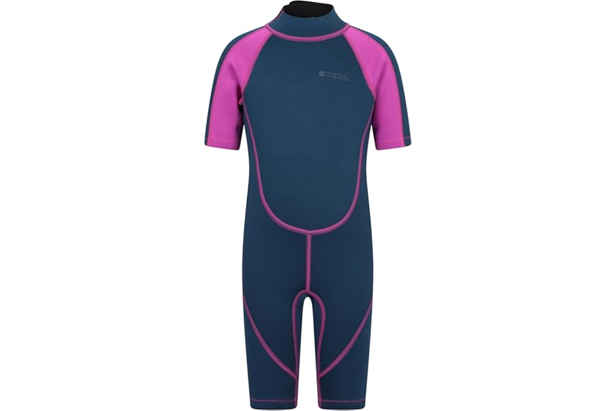 Mountain Warehouse Kids Shorty Wetsuit - 2.5mm Thickness, Flat Seams, Easy Glide Zip Children's Wetsuit, Neoprene, Adjustable Neck Closure - Spring Summer, Swim