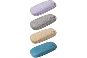 BOLONBI FRIUSATE 4 Pack Hard Shell Eyeglasses Case, Linen Fabrics Large Sunglasses Case Concise Glasses Protective Case (Random Color)