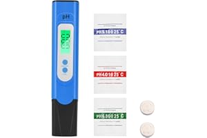 Aideepen Medidor de pH digital, pH 0-14 Medidor de pH de Agua con Pantalla LCD, Retroiluminación para Agua, Acuario, Piscina, Azul con Polvo de Calibración