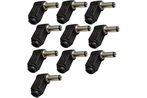 Aerzetix - 10x Connettori maschio jack adattatore presa di alimentazione - angolare 90° DC 5,5/2,1 mm - da saldare - C42290