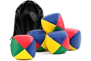 PLSMUPN Set di Palline per Giocoliere, 6 Palline in Ecopelle Impermeabile, Ideale per Bambini e Adulti, Inclusa Borsa di Stoccaggio, per Giochi di Circo e Attività All'Aperto