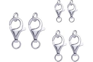 KINBOM 6 pièces Pince de Homard Fermoir Argent, 8/9/11 mm Fermoir à Homard Fermoir de Bracelet et de Collier pour Fabrication de Bijoux Connecteurs de Bracelet, Chacun avec 2 Anneaux de Saut Ouverts