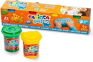 Carioca Pasta de Modelar para Bebé 1+ | Baby Do Plastilina para Niños a partir de 12 Meses | 4 Colores Surtidos | Se Seca al Aire y no Ensucia las Manos | 4 piezas de 150 grs