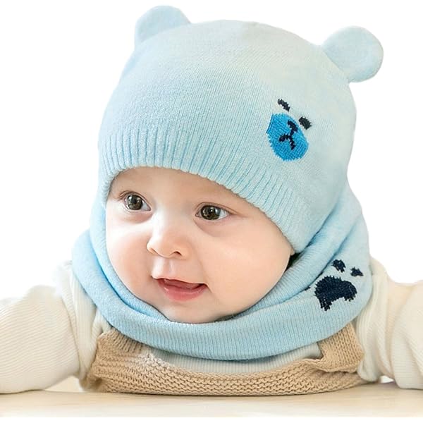 Susenstone Bonnet Bebe Fille Naissance Pompon Hiver Chaud Tricot