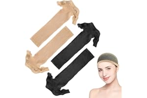 DOKRIN Gorros para pelucas, 4 piezas de redecilla para peluca malla abierta elástica unisex para Halloween y cosplay (negro, tono piel)