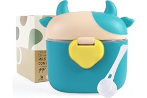 Aolso Słoiki z dozownikiem mleka, 230g/46 łyżek pojemnik na mleko w proszku przynieś łyżkę, łyżka dozująca gram przenośny pojemnik na mleko w proszku dla niemowląt (zielona cielę)