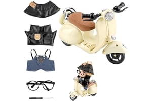 WALLFID 2 pezzi accessori per bambole da 17 cm – Elegante outfit con berretto + mini scooter decorazione, dolce moto e abbigliamento per decorazioni per bambole, giochi di ruolo, scaffale o scena
