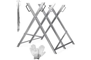 Eikuavons Sågbock träsågstöd, träskärbock med 3 hållare och tand, hopfällbar bock vikbar max 150 kg, lämplig för sågverk, ver