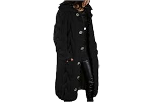 EMUKFD Women Open Front Cardigan Cable Knit Sweaters Solid Color Lightweight Long Sweater Coats Button Outwear with Pockets Autumn Winter Loungewear