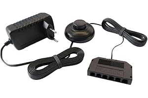 Lumonic LED-strömförsörjningsenhet för glaskantbelysning 12V 18W med fotbrytare och 6-vägsfördelare | 340cm