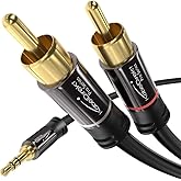 KabelDirekt &ndash; Cinch'ten 3,5mm Jack'a Adapt&ouml;r Kablosu &ndash; 3m &ndash; &Ccedil;ok y&ouml;nl&uuml; tak ve &ccedil;alıştır ses kablosu (Aux/3,5 mm'den 2x Cinch/RC