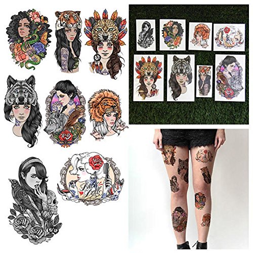 Tattify Cool Female Portrait Temporary Tattoos - Ladies Night (Set of 16)
