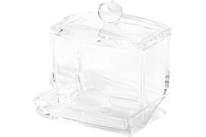 Compactor Cotton Wool and Cotton Bud Dispenser, Transparent, Polystyrene, 9.3 x 8 x 9.9 cm, RAN8568