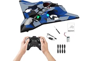Doramier 2.4Ghz Avion de Chasse Télécommandé,Avion Télécommandé avec LED, Rotation à 360°,4 hélices, Planeur Volant Jouet pour Enfants Adult Anniversaire Noël Fête Cadeaux (Green)