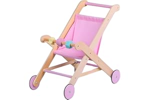 Moover Wooden Doll's Buggy/Stroller, Suitable for 18 Months - 10 Years old, 52 x 330 x 53 cm, Light Pink