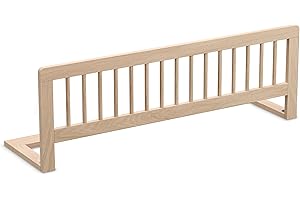 CADANI Kinder Bettgitter Baby Bettschutzgitter klappbarer Rausfallschutz aus Massivholz für Elternbett und Kinderbett Natur 115x40 cm