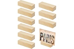 VicBou 10 PCS Wood Place Card Holders, Wood Table Number Holders, Stands Picture Holder, Wooden Card Holder for Home Wedding, Party, Decoration, Photo Display(7cm)