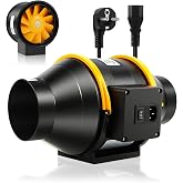 FanGoFast 100mm Air Extractor with Adjustable Controller, 230V In-Line Duct Extractor Fan with IEC Plug for Bathroom, Booster