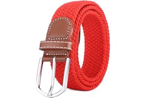 BOZEVON Ceinture tissée élastique - Ceinture en tissu extensible tressé multicolore pour hommes femmes