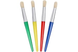 JCF Kids Paint Brushes,4 PCS Painting Brushes Set Flat Tip with Plastic Handle and Hog Bristles Painting Brushes,Multi Color Paint Brushes for Kids Beginners Art Supplies