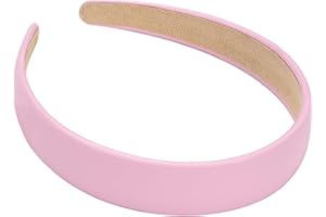 WantGor 1 Inch PU Leather Headband, Wide Padded Hairband Fashion Hair Bands Cute Womens Headbands Holiday DIY Hair Accessories (Pink)