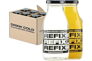 Bebida de Recuperación REFIX – Base Agua del Mar, Baja en Calorías, Orgánica, Sin Azúcar Añadido, Vegana, Electrolitos y Sales Minerales Naturales del Mar - Limón y Naranja - Pack de 6 Botellas