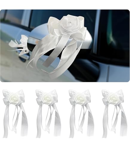 YIZITU 6Pcs Matrimonio Auto Floreali Ornamento Elegante Maniglia Della Porta Del Veicolo Abbellimento Spose Accessori Auto Forniture Per Il Part