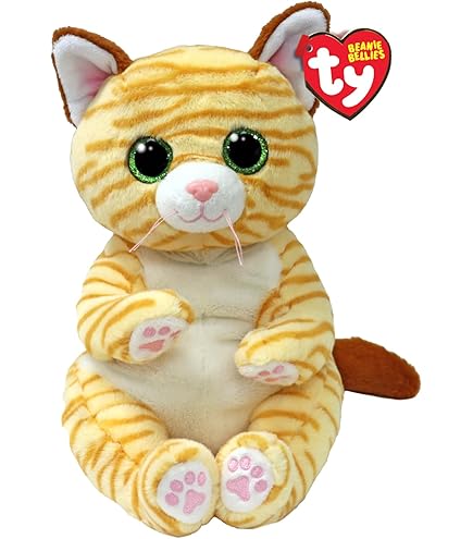 Ty Beanie Bellies Clips T43100 Plush Key Holder, Mitzi The Kitten With Blue Eyes Glitter Plush Animals With Soft Belly 12 Cm