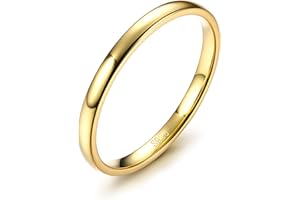 Diamday Bague Argent Sterling pour Femmes Hommes Or Simple Anneau Fiançailles Alliance Couples Fine Haut Polissage Bague Mariage Cadeau 2MM 4MM Taille 49-67