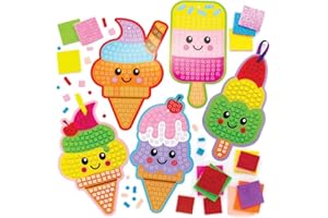 Baker Ross FE393 Kits de mosaïque des glaces assortis- Lot de 5, Carreaux de mosaïque, les loisirs créatifs, Kits de mosaïque pour enfants, Activités créatives pour enfants