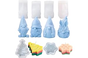 DRASOHUIJA 3D Wichtel Silikonform,Weihnachtsmann Kerze Silikonform,Weihnachten Zwerg Kerzenform,Formen Seifenform,für DIY Silikon Kerzen Gießform (Glücksgras dick)