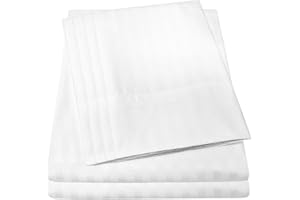 SWEET HOME COLLECTION Cal King Size Bettlaken, 6-teilig, 1500 Supreme Collection, fein gebürstete Mikrofaser, Tiefe Taschen, California-Kingsize-Bettlaken-Set, Bettwäsche – 2 zusätzliche Kissenbezüge, Dobby-Weiß