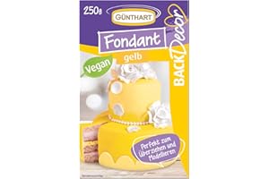 ‎GÜNTHART Günthart BackDecor 250 gr gelb Fondant, 100% Vegan, Palmölfrei, Reißfest zum überziehen von Torten und Kuchen, zum Modellieren geeignet, 1er Pack (1 x 250 g)