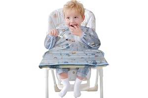 Vicloon Bavaglini Neonato, Bavaglino Svezzamento Bavaglini per Bambini con Maniche Impermeabili, Bavaglino Avvolgente per Seggiolone, Adatto bambini dai 6 mesi ai 3 anni (Motivo Animali)