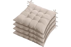 ZZZMRH Chair Cushions Pack of 4 Seat Pads for Dining Chairs, Garden Chair Cushions Tie On_9 Stitch_Beige Indoor/Outdoor Seat Cushions Comfortable Chair Pads for Kitchen Seat Pads 9 stitch cushions