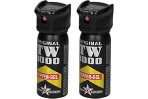 TW1000 2 Stück Pfefferspray Pfeffergel zur Selbstverteidigung - 50 ml - bis zu 5m Reichweite - mit Flip Top - Pfefferspray zur Tierabwehr Tierabwehrspray Verteidigungsspray Pepperspray Abwehrspray Pepper Gel