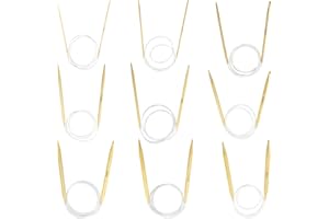 YXHZVON 9 Coppie Ferri da Maglia Circolari Bamboo 60cm, Ferri da Maglia a Doppia Punta, Set di Ferri da Maglia Circolari bambù per Principianti e Professionisti（2,5/3,5/4,5/5,5/6/7/8/9/10mm）