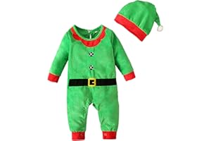 GENERISCH Baby Weihnachtsmann Kostüm Baby Weihnachten Strampler Set mit Mütze Kinder Santa Outfit Langarm Overall Kostüm Kleinkind WeihnachtskostüM Warme Neugeborene Kleinkinder Weihnachtsbody Weihnachtsoutfit