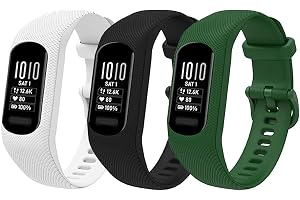 3 st kompatibla med Garmin Vivosmart 5 band för kvinnor män, justerbara silikon ersättningsband klockarmband armband passar för Garmin Smart 5/Vivosmart 5