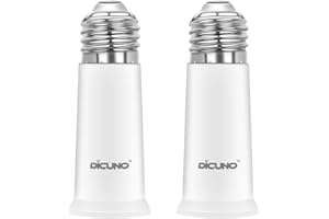 DiCUNO E27 à E27 Adaptateur de base 6.5CM extension, Prolongateur de douille de lampe standard, Rallonge des ampoule, Adaptateur de support de lampe, Paquet de 2