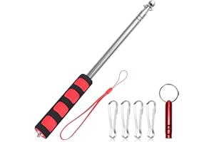 Dantolo Astas Bandera Telescópicas, Astas y Piezas pertiga telescopica, Mastil Bandera Exterior Inoxidable Extensible Plegable Asta, Palo telescopico de Bandera para Guía de Viaje Banner (Rojo)