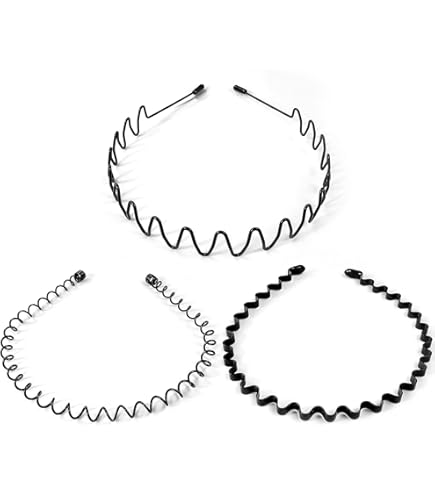 MNK Zigzag Wave Black Metal Hairband Zigzag Hairband For Man And Woman