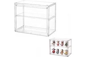 Siyecioa Vitrine en Verre pour Collection, Boîte de Présentation en Acrylique Transparent à 2 Niveaux pour Figurines Pop, Funko Pop, Pop Mart, Mini Figurines, Objets de Collection, DIY (27×22×13cm)